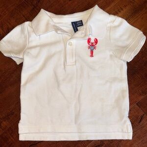Janie and Jack - White Polo Shirt with Red Lobster Embroidery 6-12months